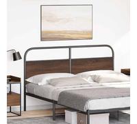 Cabecero de repuesto marrón con aspecto de roble de 150 cm de acero y madera, para camas sin cabecero, ideal para dormitorios y salas de estar modernas, montaje fácil, fácil de limpiar y no daña la