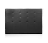 duehome | Cabezal para Cama de Matrimonio, Cabecero para Cama Doble, Acabado en Símil Piel, Color Negro, Modelo Delion, Medidas: 140 cm (Ancho) x 110 cm (Alto) x 8 cm (Fondo)