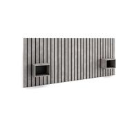 Cabecero kroma con 2 mesitas de noche integradas gris 107,2x258,6x22,4 cm