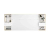 Cabecero line de matrimonio con cajones y almacenaje con mesitas integradas blanco y roble (255cm)