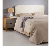 Cabecero Novare con fijación a la pared en blanco crema - Headboard 160 cm, acolchado perfecto para camas con somier, tapizado en tela suave, terciopelo, esquinas redondas