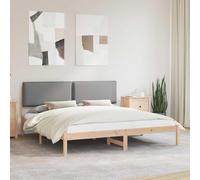Cabecero Tapizado de Lino Tamaño Queen Gris Claro 205 5 x 185 5 x 84 5 cm | Estructura de Cama con Cabecera Tapizada Gris Claro 180x200, Base de Madera Maciza de Pino, Cabecero Acolchado Desenfundable,