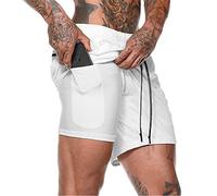 Cabeen 2 en 1 Pantalon Corto de Deporte para Hombre e Fitness Bodybuilding Pantalones de Tenis con Bolsillos