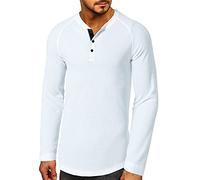 Cabeen Camiseta de Manga Larga con Botones Henley Casual T-Shirt Cuello Redondo para Hombre