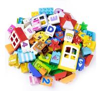Cabeeskii - 103 piezas grandes de piedras con motivos impresos: animales, números y frutas - Incluye placa base y accesorios - Compatible con grandes marcas - Set de regalo para niños a partir de 3