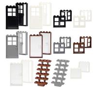 Cabeeskii Bloques de Construcción Accesorios, 50 Piezas Puertas Y Ventanas, Casa Granja Bloques de Construcción Accesorios Puertas, Ventanas, Cercas Set Compatible con Todas Las Marcas Líderes