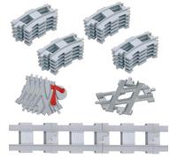 Cabeeskii Building Blocks Juego de vías de Tren, Compuesto por raíles en Cruz, Rectos y curvos, Compatible con el líder del Mercado para niños a Partir de 2 años (57PCS)