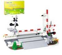 Cabeeskii Cruce de ferrocarriles de la ciudad con barandillas y 2 vías - Intersección ferroviaria para ferrocarril | Accesorios de tren compatibles con las principales marcas