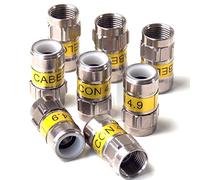 Cabelcon 8 Piezas F-56 4.9 Conector de compresión F autoinstalado Amarillo RG6 / 7 mm Nitin
