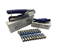 Cabelcon Juego compuesto de alicates de compresión Pocket Tool + Cable Stripper + 20 unidades de conectores F de compresión (20 unidades CX3 5.1 HQ + Stripper azul)