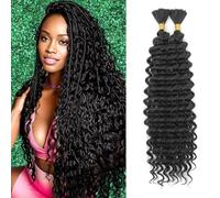 Cabello a granel de onda profunda para trenzar sin trama Paquetes de onda profunda Extensiones de pelo de trenzado rizado para trenzas boho y trenzado ondulado (1B, 22inch (1pack))