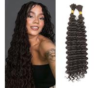 Cabello a granel de onda profunda para trenzar sin trama Paquetes de onda profunda Extensiones de pelo de trenzado rizado para trenzas boho y trenzado ondulado (4#, 22inch (1pack))