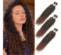 Cabello a granel de onda profunda para trenzar sin trama Paquetes de onda profunda Extensiones de pelo de trenzado rizado para trenzas boho y trenzado ondulado (T30#, 18inch (3pack))