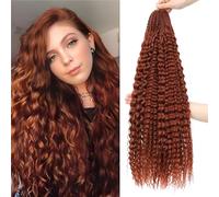 Cabello a granel de onda profunda para trenzar sin trama Paquetes de onda profunda Extensiones de pelo de trenzado rizado para trenzas boho y trenzado ondulado (350#-005, 18 inch (Pack of 8))