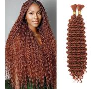 Cabello a granel de onda profunda para trenzar sin trama Paquetes de onda profunda Extensiones de pelo de trenzado rizado para trenzas boho y trenzado ondulado (350#, 18inch (1pack))