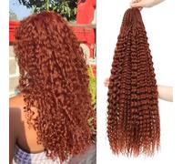 Cabello a granel de onda profunda para trenzar sin trama Paquetes de onda profunda Extensiones de pelo de trenzado rizado para trenzas boho y trenzado ondulado (350#-005, 24 inch (Pack of 8))