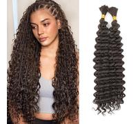 Cabello a granel de onda profunda para trenzar sin trama Paquetes de onda profunda Extensiones de pelo de trenzado rizado para trenzas boho y trenzado ondulado (4#, 18inch (1pack))