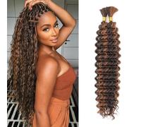 Cabello a granel de onda profunda para trenzar sin trama Paquetes de onda profunda Extensiones de pelo de trenzado rizado para trenzas boho y trenzado ondulado (P4/30#, 18inch (1pack))