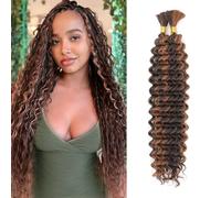 Cabello a granel de onda profunda para trenzar sin trama Paquetes de onda profunda Extensiones de pelo de trenzado rizado para trenzas boho y trenzado ondulado (P4/30#, 22inch (1pack))