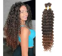 Cabello a granel de onda profunda para trenzar sin trama Paquetes de onda profunda Extensiones de pelo de trenzado rizado para trenzas boho y trenzado ondulado (T30#, 22inch (1pack))