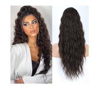 Cabello con cola de caballo Postizos de cola de caballo con cordón, cola de caballo falsa sintética, extensión de cabello ondulado y rizado largo negro y Rubio for mujer Extensión de cabello trenzado(