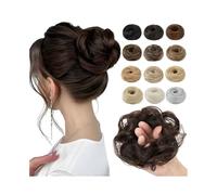 Cabello con moño, Coleteros de pelo sintético for mujer con forma de donut - Postizo elástico for hacer moños desordenados para mujeres(Light brown gold)
