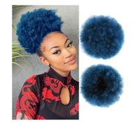 Cabello con moño, Extensión de cabello Afro Puff Girl de 20 cm con cola de caballo rizada y cordón ajustable, moño negro para mujeres(Blue)
