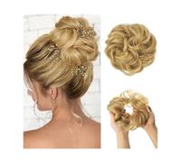 Cabello con moño, Extensiones de moño de pelo sintético, coleteros elásticos for el pelo rizado desordenado, moños sintéticos, moños tipo donut for mujer para mujeres(Gold color)