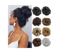 Cabello con moño, Moño de pelo sintético, peluca, donut, ondulado, elástico, goma for el pelo, extensiones de cabello for mujer, envoltura rizada para mujeres(White)