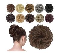 Cabello con moño, Peluca de mujer con rizo elástico, anillo de pelo esponjoso con forma de bola, plancha for el pelo, simulación de flor mate, moño de maíz para mujeres(Coffee Brown)