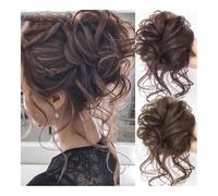 Cabello con moño, Peluca de pelo sintético resistente al calor for mujer, invisible, con forma de bola y barba para mujeres(Pink white)