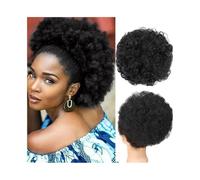 Cabello con moño, Transforma tu look con un moño corto de pelo sintético rizado de lujo y extensiones de cola de caballo con cordón para mujeres(Golden)