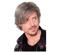 Cabello Corto Para Hombres, Peluca Esponjosa Y Deformada, Peluca Gris Y Rizado Corto Para Hombres, Peluca Flequillo Larga