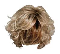 Cabello corto y rizado para mujer, mezclado con diadema dorada, adecuado para pelucas de mujer, peluca Lentillas Rojas Vampiro (Gold, One Size)