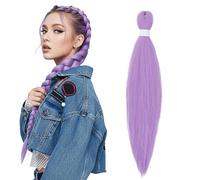 Cabello de lavanda para trenzar, preestirado, pelo sintético para trenzado, trenzado, para niños, fiestas, vacaciones, carnaval, decoración (1 unidad)