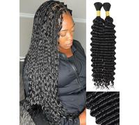 Cabello de trenzado humano 2 Borbles 100g 22 pulgadas Cabello humano de ola profunda para trenzarse sin trama cabello rizado de cabello bulto riz