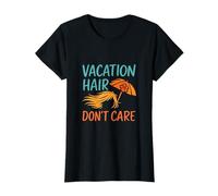 Cabello de Vacaciones Azure Peach Windblown Beach Reunion Design Camiseta