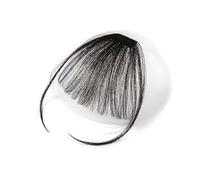 Cabello Flequillo Clips en extensiones de cabello 100% humano Remy Air Bang Hair 1 Uds recto Natural Extensiones de cabello(Black With Sideburn)