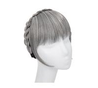 Cabello Flequillo Diadema sintética con flequillo for mujer, extensión de cabello falso, flecos Romos con lados largos, flequillo Natural falso negro, marrón y Rubio Extensiones de cabello(Medium Gray