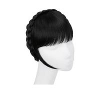 Cabello Flequillo Diadema sintética con flequillo for mujer, extensión de cabello falso, flecos Romos con lados largos, flequillo Natural falso negro, marrón y Rubio Extensiones de cabello(1B)