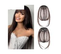 Cabello Flequillo Extensiones de cabello sintético con Clip, flequillo Natural, corto, negro, liso, flequillo falso resistente al calor Extensiones de cabello(Mn86-2-33)