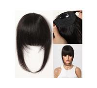 Cabello Flequillo Flequillo de cabello humano 100%, flequillo francés Natural de color marrón oscuro, Clip en flequillo con patillas, postizo for mujer, Clip en flequillo de aire Extensiones de cabell