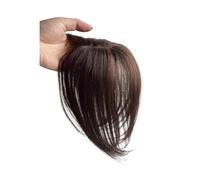 Cabello Flequillo Flequillo de cabello humano Natural for mujer, flequillo lateral, parte media 3D, extensiones con Clip, postizos invisibles Extensiones de cabello(Dark Brown)