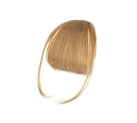 Cabello Flequillo Flequillo de cabello humano Real, Clip de pelo Natural con flequillo, flequillo con patillas, postizo for mujer, Clip en flequillo de aire de 4,5 pulgadas Extensiones de cabello(Gold