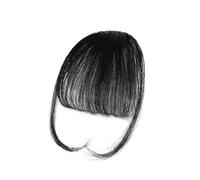 Cabello Flequillo Flequillo de cabello humano Real, Clip de pelo Natural con flequillo, flequillo con patillas, postizo for mujer, Clip en flequillo de aire de 4,5 pulgadas Extensiones de cabello(Negr