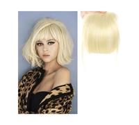 Cabello Flequillo Flequillo de pelo sintético falso y Romo, 2 Clips en la extensión del cabello, peluca falsa con flecos frontales limpios for mujer, Clip en flequillo Extensiones de cabello(H)