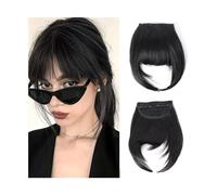 Cabello Flequillo Flequillo de pelo sintético for mujer, extensiones de cabello con Clip, pelo falso Natural, flequillo Romo, accesorios for el cabello de uso diario Extensiones de cabello(1B)