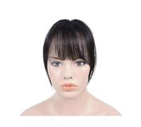 Cabello Flequillo Postizos de cabello humano for mujer, Clip falso tenue en flequillo, flequillo de aire negro y marrón, embotado Extensiones de cabello(Blunt Bangs)