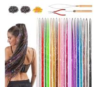 Cabello Glitter Hils Set for Girls - Extensiones brillantes de cabello con efectos de brillo para mujeres - Accesorios de brillo con herramientas para las bodas que juegan a las fiestas de de la