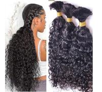 Cabello humano a granel for trenzar cabello rizado, mechones de cabello a granel, extensiones sin trama, trenzas, extensiones de cabello, 100g por paquete, Color Natural(3 Bundles 300g,24 Inch)